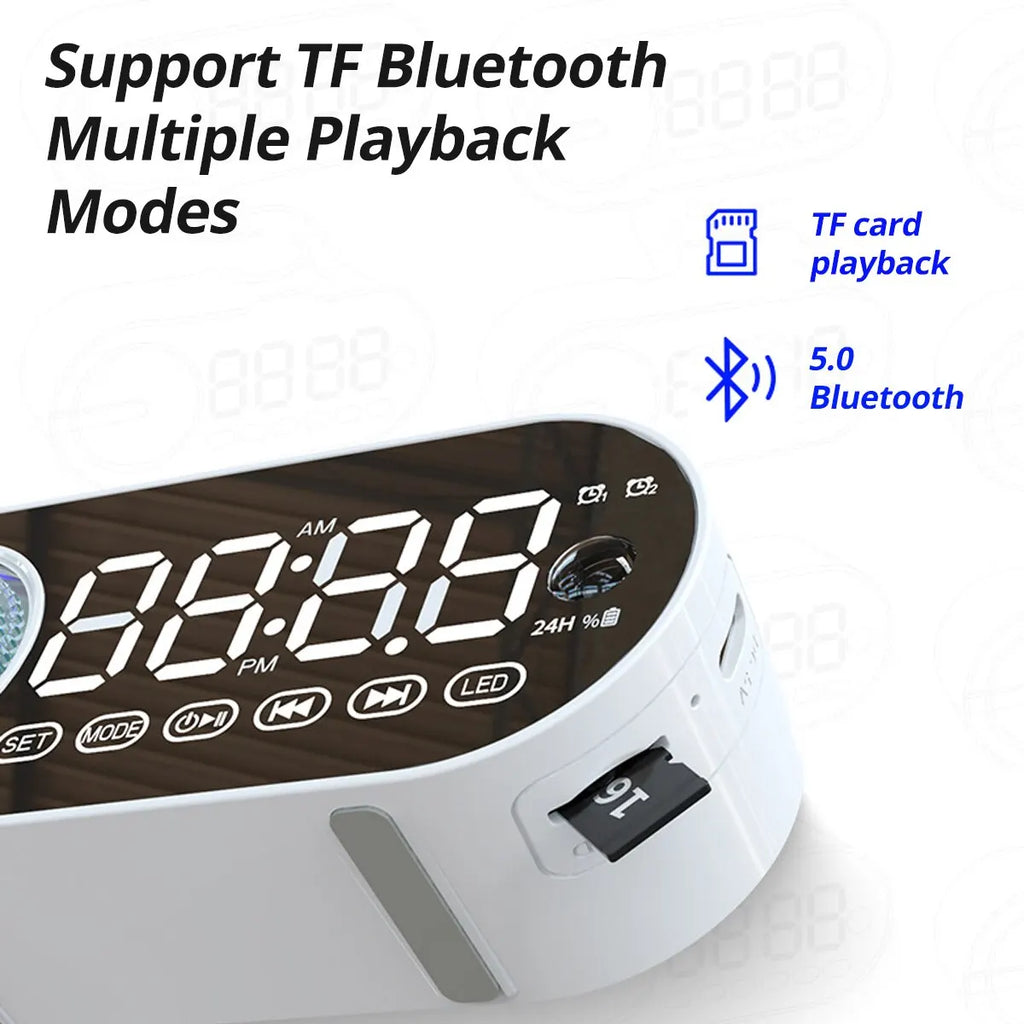 Mini Alarm Clock Caixa De Som Bluetooth Speaker Portable Sound Box Music Wireless Radio FM Subwoofer Bocina Bass LED Lamp Column