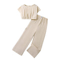 Kids Clothes Sets For Girls O-Neck Fly-Sleeve Elastic-Waist Two-Pieces Set 8-12 Years Summer Basic Korean Style Tracksuit
