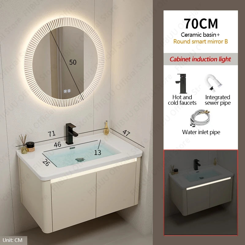 Modern Bathroom Vanity Wall Mounted Bathroom Storage Cabinet, High-Definition Mirror Integrated Bathroom Furniture Accessories