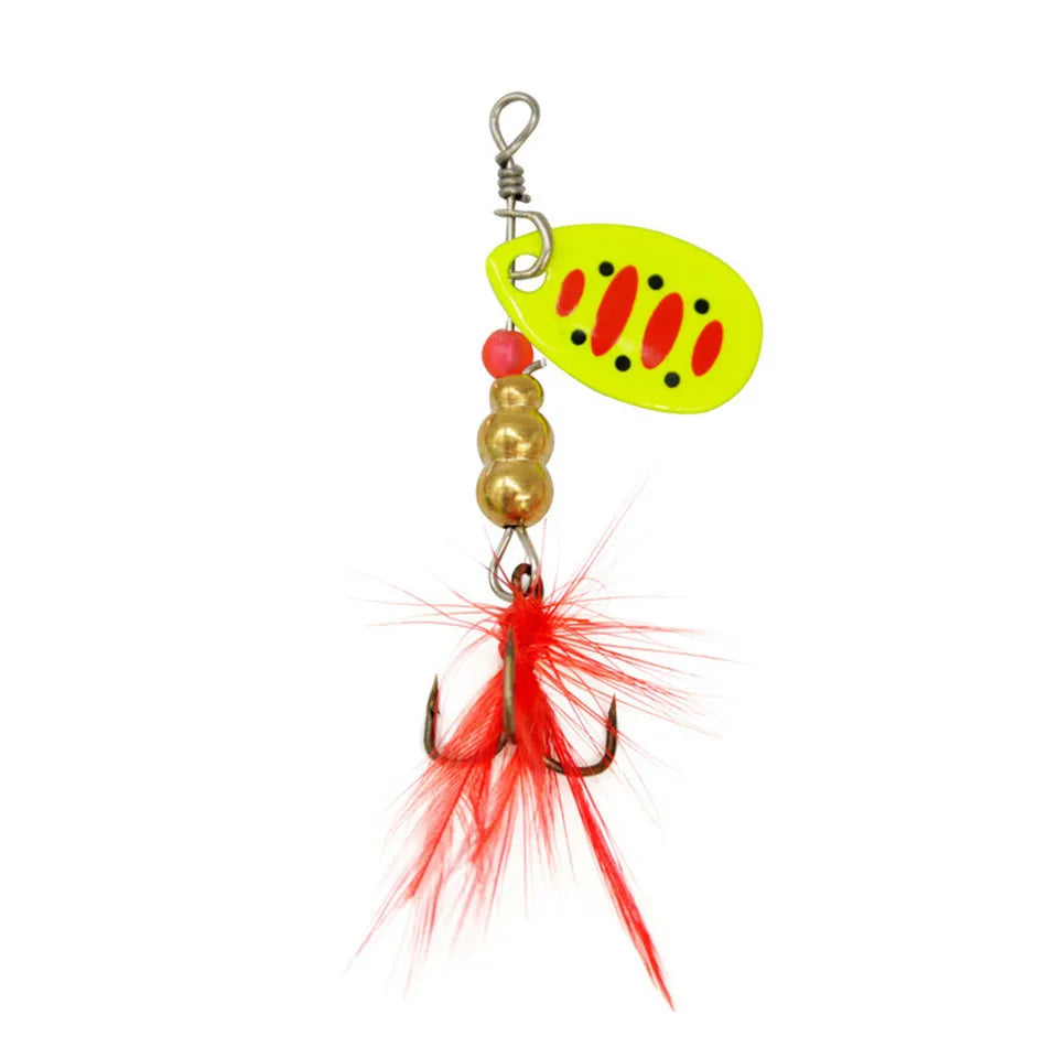 1Pcs 3G 3.5G 4.5G Spinner Lures Rotating Spinners Spoon Hard Bait Pike Metal With Treble Hooks Fishing Lure Pesca Tackle