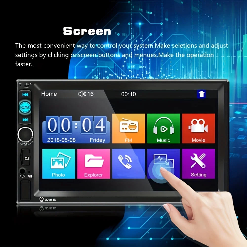 Car Stereo 2 Din Car Radio 17.78 cm MP5 Player with HD Screen Digital Display Multimedia Support USB SD with Backup Camera