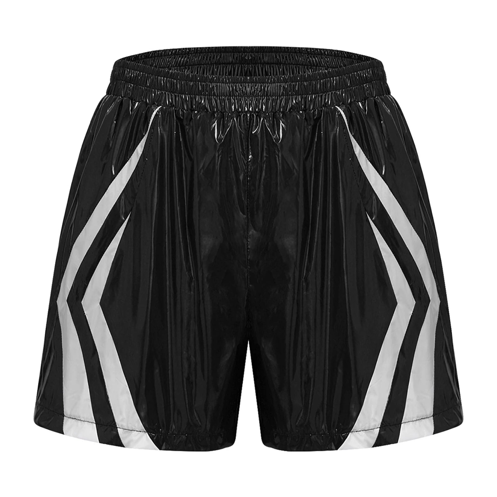 Swimwear Mens Wet Look Athletic Running Swim Shorts Athletic Beach Swimming Trunks with Pockets Stripes Elastic Waistband Shorts