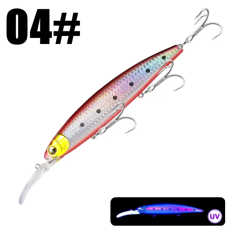 Ultra Long Casting Floating Wobbler Minnow Hard Bait 128mm 29g Flounder Sea Bass Saltwater Sea Fishing Lure Depth 0.8-5m