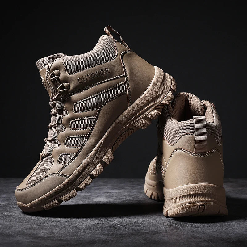 Autumn And Winter Men's Boots Nylon Leather Wearproof Outdoor Hunting Hiking Desert Boot Army Fans Combat Training  Shoes.