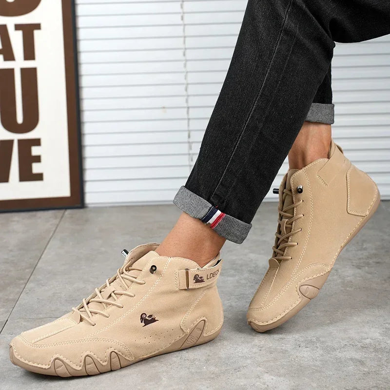 Men's Casual Bare Boots Luxurious Fashionable High Top Sports Shoes Trendy Loafers Waterproof Wear-resistant Motorcycle Shoes