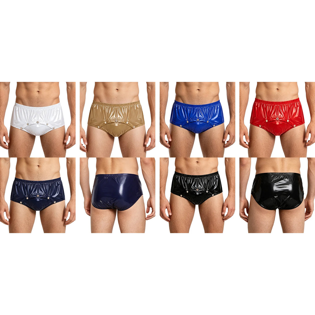 Mens Adaptive Underwear Waterproof Diaper Cover Front Pressing Buttons Anti-leak Briefs Bottoms for Elderly Special Needs