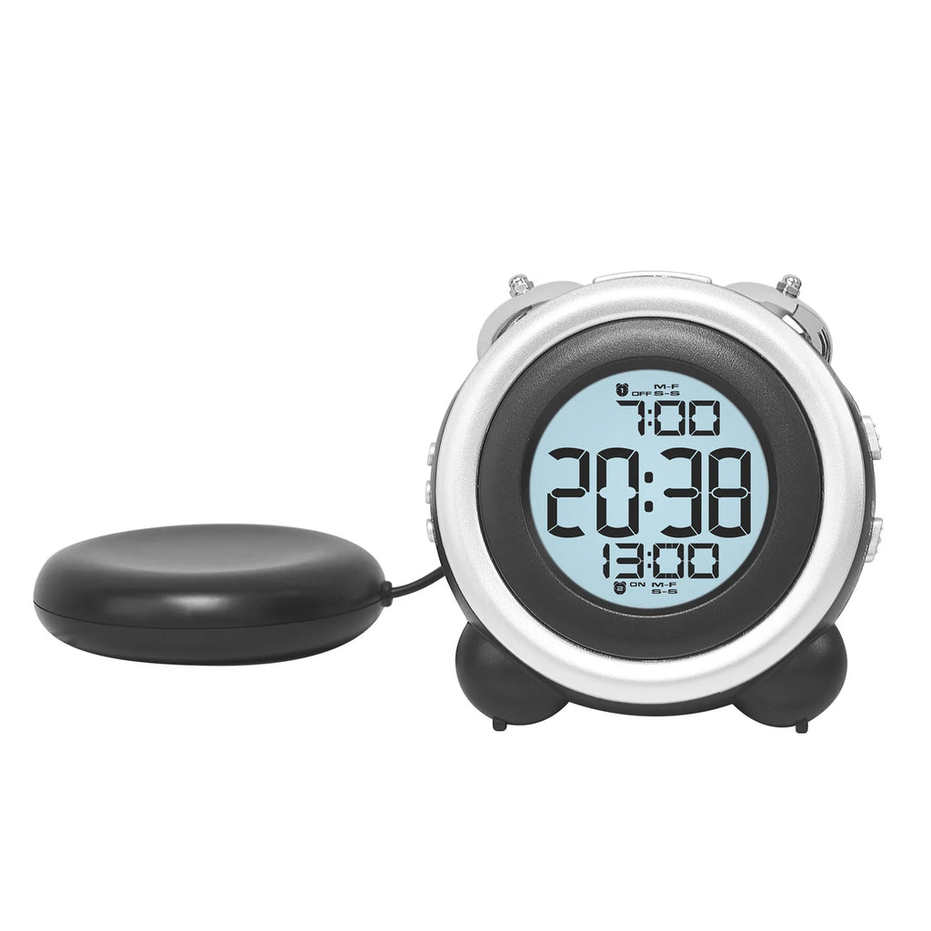 Super Loud Vibrating Alarm Clock with Bed Shaker Multi-Functional Dual Alarm Clock for Heavy Sleeper Deaf Hard of Hearing Snooze