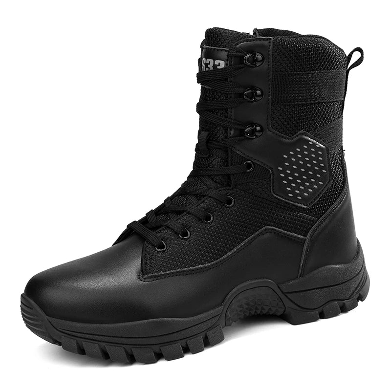 Men's Hiking Shoes High Top Tactical Boots Waterproof Outdoor Field Training Boots Anti Slip Fishing Hunting Sneakers for Men