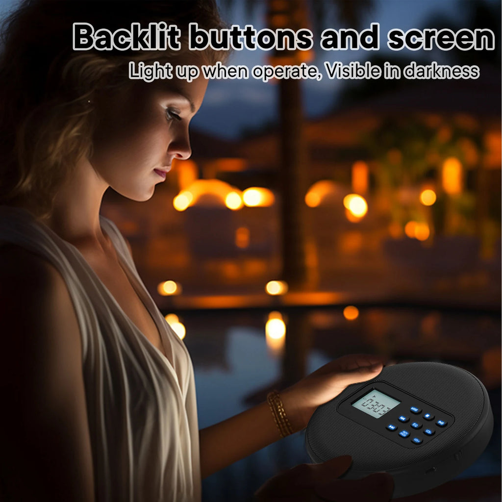 Portable CD Player Portable CD Player Rechargeable Stereo 3.5mm Cable Double Speakers Bluetooth CD CD-R MP3 Music Disc Player