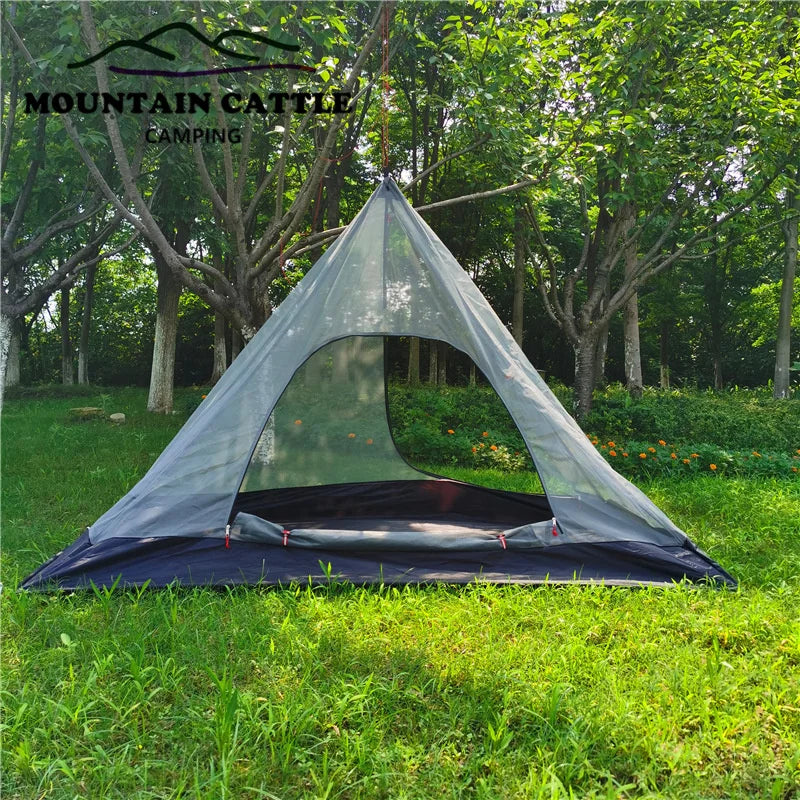 Ultralight Pyramid Inner Tent Outdoor Rodless Camping Teepee Inside Tent Summer Hanging Mesh Tent 1person/1-2person Two Sizes