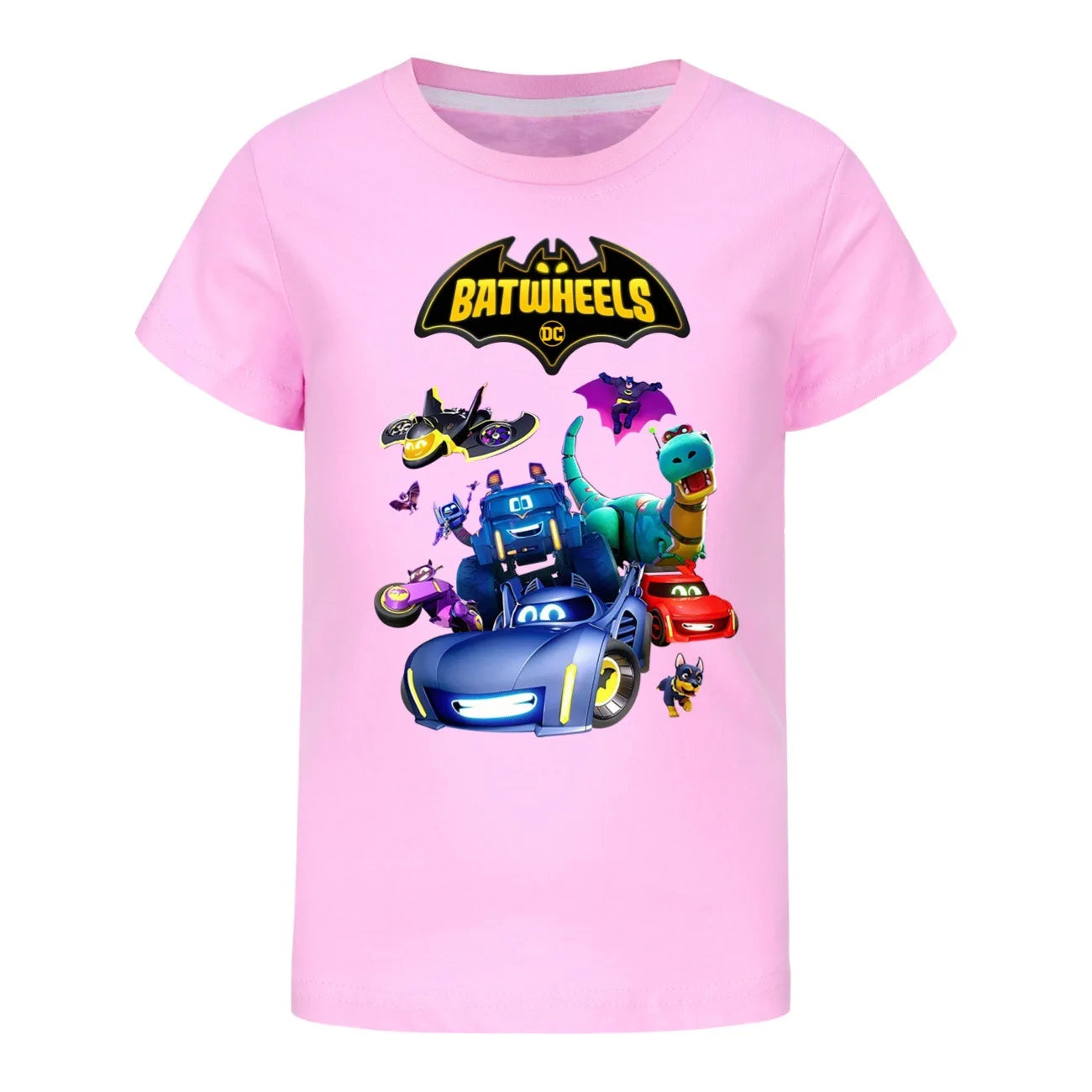Funny Batwheels Short Sleeve Kids Clothing T-Shirts Summer Children Tops Cartoon Casual Tees Cotton Boys Girls Clothes3057