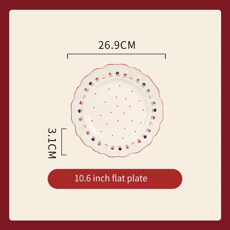 High Quality Vintage Ceramic Dinnerware Ceramic Soup Bowl Salad Pasta Plate Microwave Safe Colorful Ceramic Plates Bowls Set