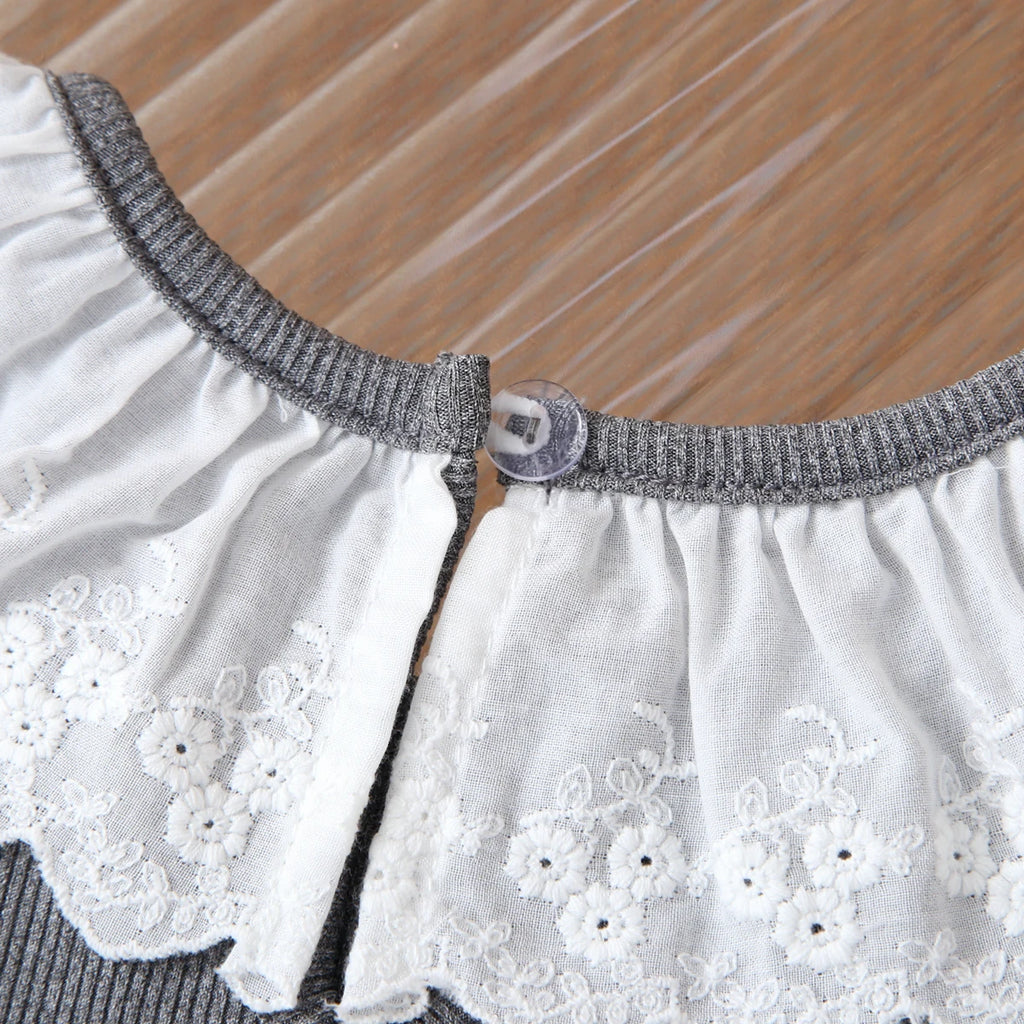 Kids Clothing Sets New  Summer Girls Casual Lace Doll Neck Sleeveless Vest + Flare Pants Girl Clothing Suits
