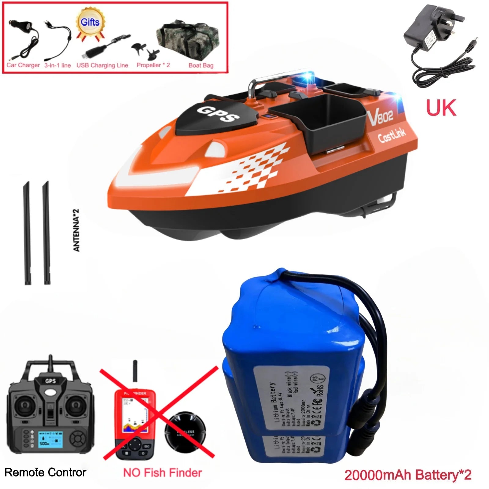 GPS Positioning 160 Positioning Points Fishing Boat Rc Bait Boat 4 Hoppers Waterproof 3KG Load 500M 15KM/H GPS One Click Return