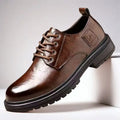Mens Low Cut Casual Shoes Genuine Leather British Retro Style Business Casual Soft Sole Big Head Work Boots for Spring Autumn