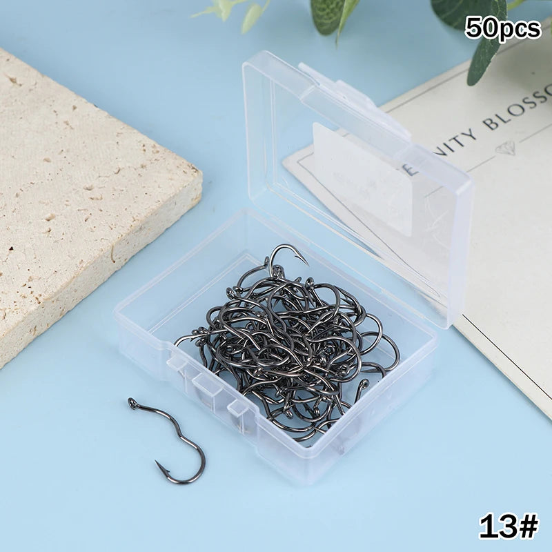 50pcs Premium Fishing Hooks Barbed Design For Anti-Slip & Secure Fish Grip | Reliable For Freshwater And Saltwater Hunting