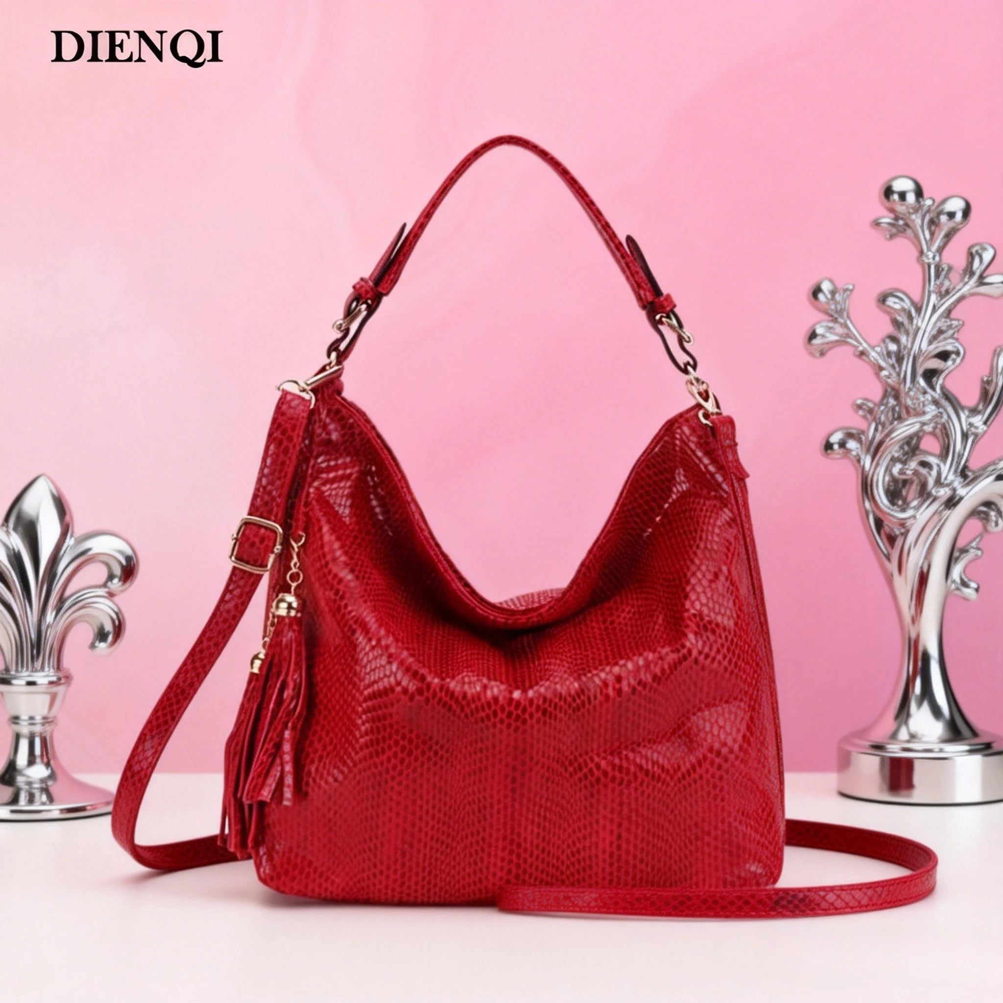 Women's Bags Handbags Fashion Shoulder Crossbody Bags with Fringe Crescent Snake-Print Hobo Purses and Handbags for Women & Girl