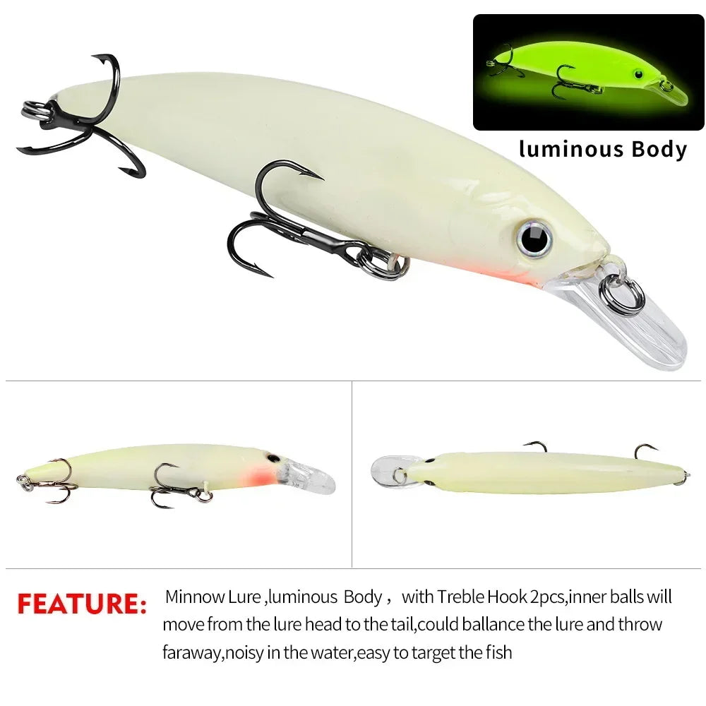 1pcs Bait Minnow 7g 14g 40g Luminous Bionic Fake Baits Plastic Hard Bait Fishing Bait Long Throw Floating Water Lure Swimbait