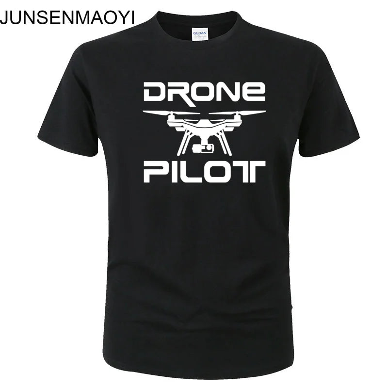 2025 New DRONE PILOTUAV Funny Printed T Shirt Summer Casual Cotton Short Sleeve O-Neck Men Clothing Brand Tee Plus Size XS-XXXL