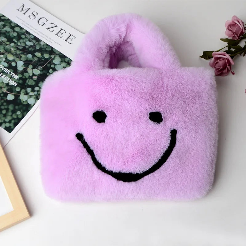 Woman Versatile Cute Soft Handbags Autumn And Winter Plush Shoulder Bag Messenger Bag Tote Bag Female Handbags Shopper Bag