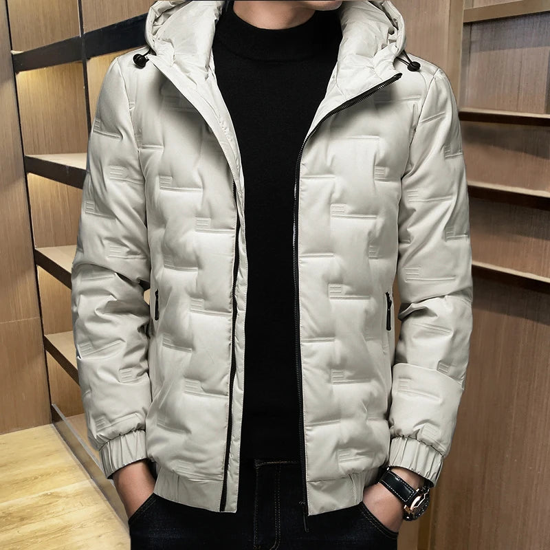 Mens Outdoor Winter Fishing Clothing Warm Cotton-padded Jacket Lightweight Down Jacket Short Hooded Casual Style Men Winter Down