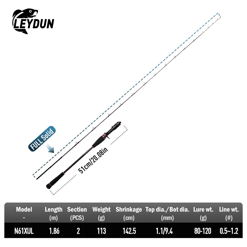 LEYDUN Franky Red Sea Bream Tyraba Fishing Rods 1.86m Super Light Full Solid Tip seawater Casting Rod Boat Seabream Fishing Rod