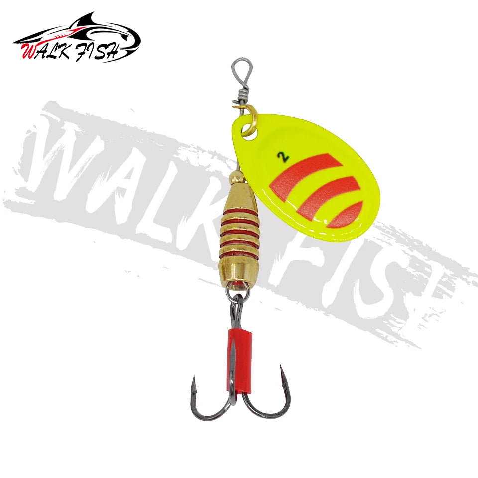 WALK FISH Spinner Lures 5.9cm 5g Rotating Spinners Spoon Hard Bait Pike Metal With Treble Hooks Fishing Lure Pesca Tackle