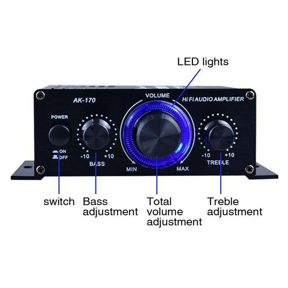 200W+200W Professional Home Amplifiers HiFi Stereo Audio Power Amplifier Subwoofer Amplifier Car Home Theater Sound System