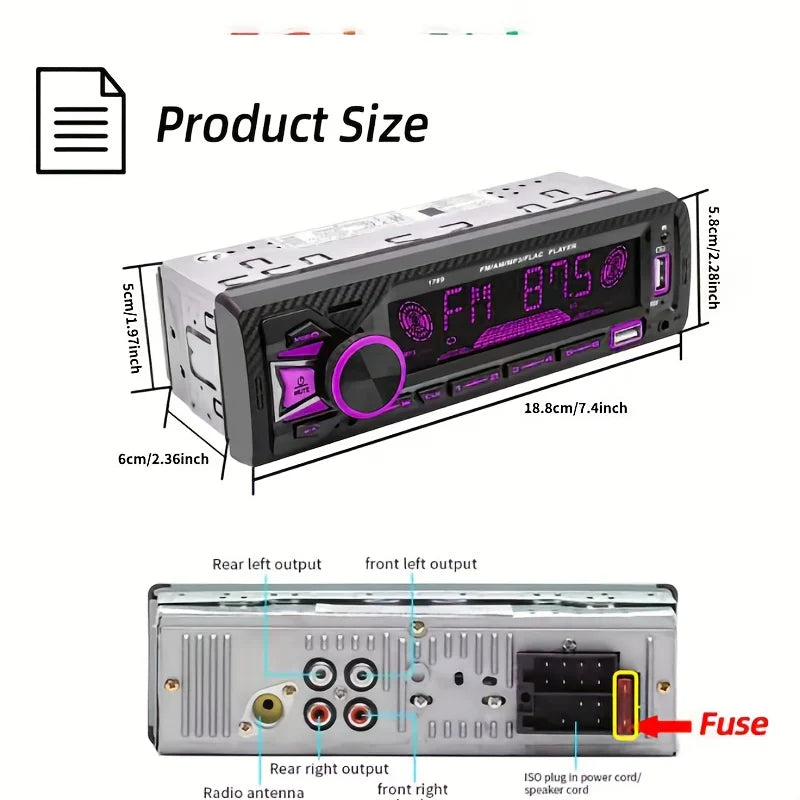 1pc Car Radio Srereo1din Wireless MP3 Player 60Wx4 FM Receiver with Remote Control AUX/USB/TF Card In Dash Kit