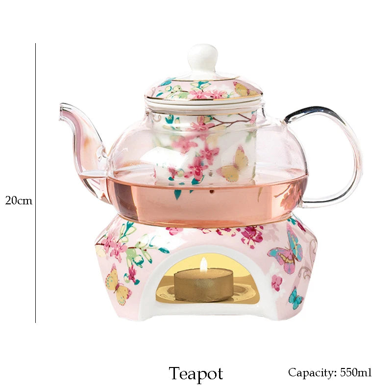 Ceramic Plate Set Glazes Party Flora Tableware Set Porcelain Breakfast Dessert Plates Dishes Noodle Bowl Coffee Cup Home Decor