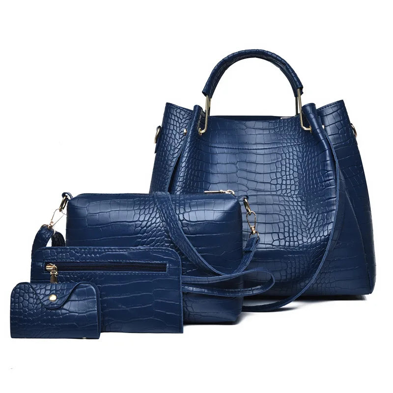 Women's Handbag 4-piece Set Women's Shoulder Bag Fashion Purse Vintage Leather Bag Large Capacity Handbag Inclined Shoulder Bag