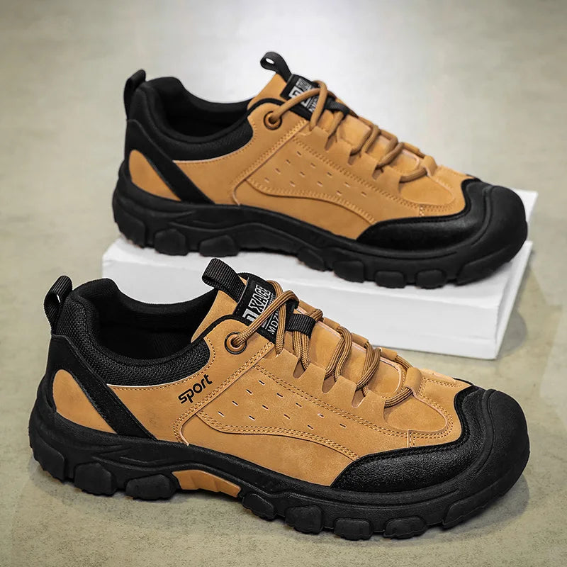 Men's Hiking Camping Shoe Waterproof Leather Upper Non Slip Hiking Boots Outdoor Durable Non Slip Sole Sports Shoes Large Size