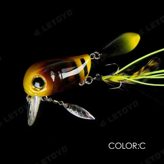 Topwater Crankbaits 8g Fishing Lures with Spinner Wobblers Rotating Glitter Artificial Hard Baits Freshwater Bass Lures Tackle