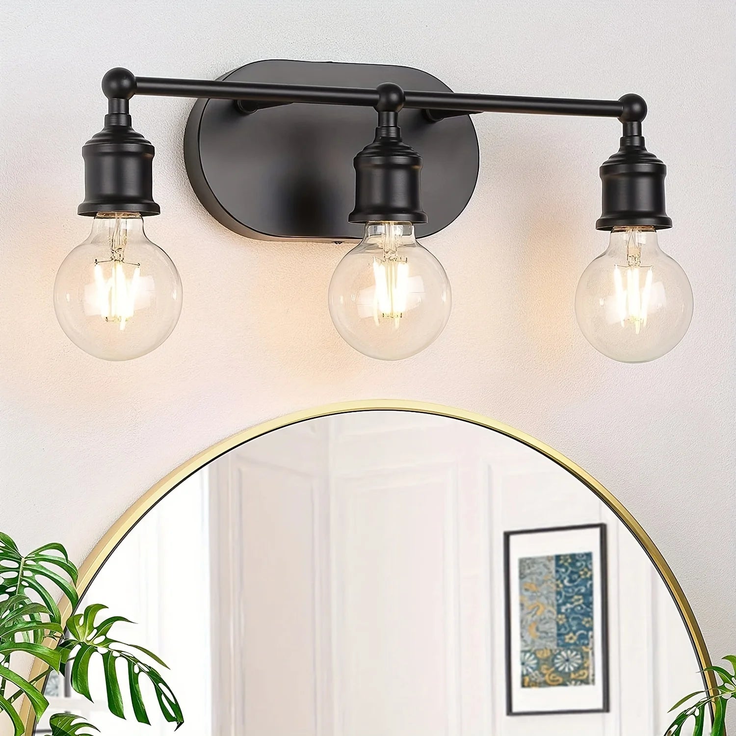 Vanity Light Fixture, Brushed Nickel Wall Sconce Lighting, Modern Bathroom Vanity Wall Lights E26 Base, Vintage Metal Indoor Wal