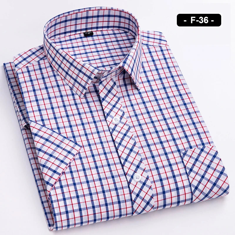 Plaid Short Sleeve Shirts For Man Cotton Checked Colorful New Fashion Summer Young Boy Beach Clothing Confortable Casual Shirts