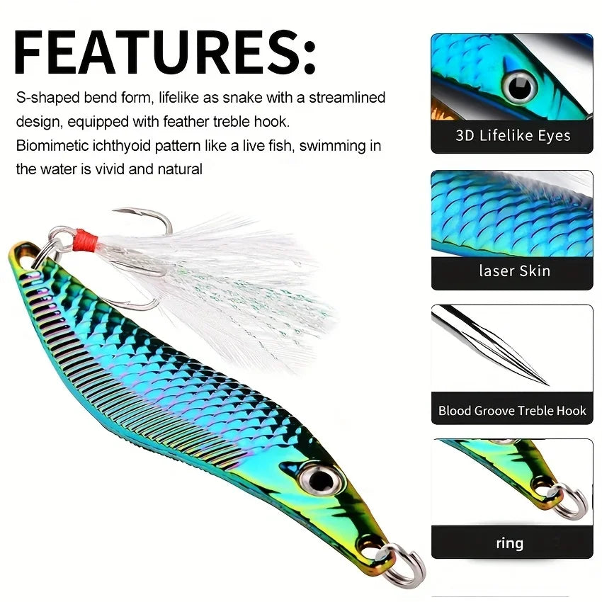 1PC 7g-20g Metal VIB Leech Spinners Spoon trout fishing Lures Artificial Bait Saltwater Trolling Wobblers Night Fishing Tackle