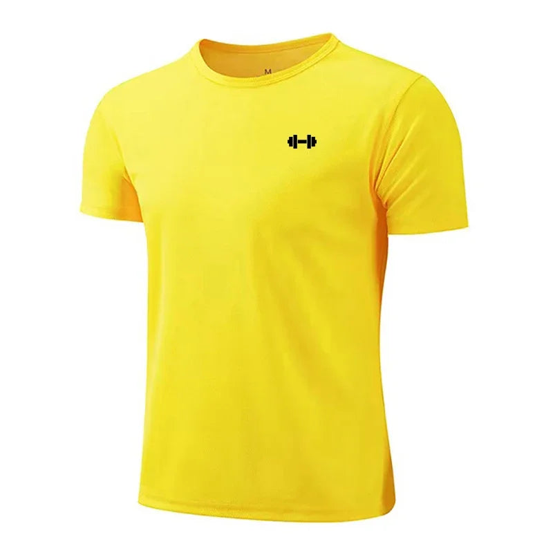 Mens Casual Running T-Shirts Summer Breathable Mesh Quick Dry Shirts Fitness Short Sleeve Sportswear Gym Bodybuilding Clothing
