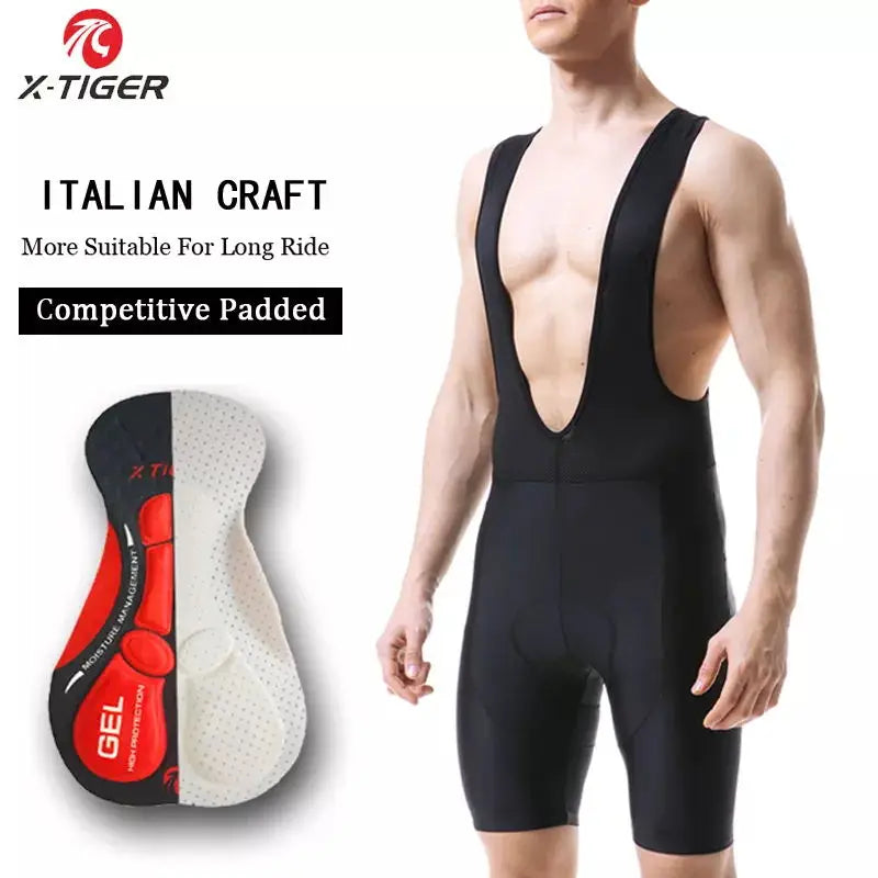 X-TIGER Men Cycling Shorts MTB Shockproof Bike Shorts Summer Breathable Bicycle Shorts With Coolmax 5D Gel Padded Bib Tights