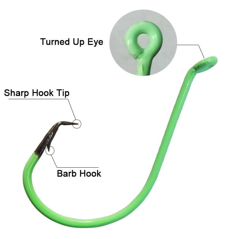 20PCS Circle Luminous Hooks Fishing Hooks Octopus Offset Fish Catfish Bulk Fishing Gear Equipment Hooks Set Saltwater Freshwater