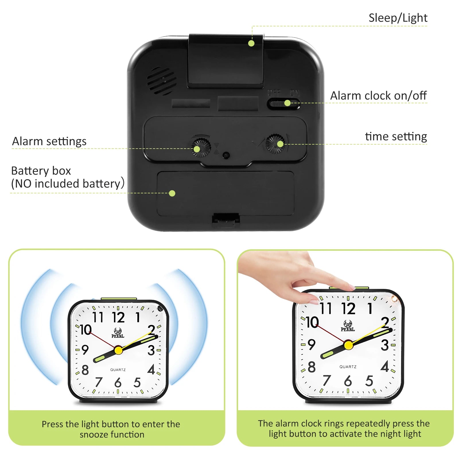 Silent Bedside Alarm Clock Retro Alarm Clock Classic Small Clock with Night Light Snooze Portable Desk Alarm for Childr Bedroom
