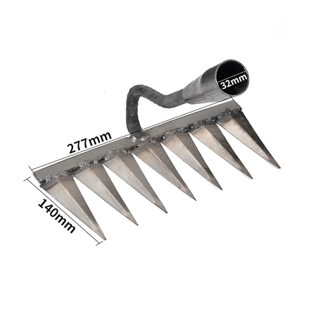 4/7/9/12 Teeth Weeding Hoe Rake Farm Tool Weeding Scarifier Artifact Agricultural Nail Harrow Carbon Steel Garden Weeding Tools