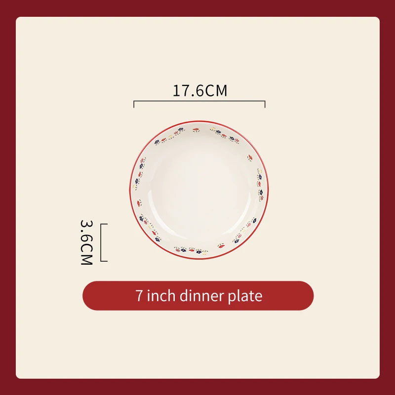 High Quality Vintage Ceramic Dinnerware Ceramic Soup Bowl Salad Pasta Plate Microwave Safe Colorful Ceramic Plates Bowls Set