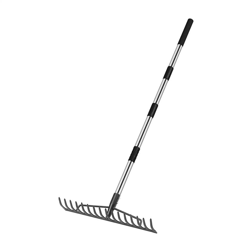 Lawns Rake Adjustable Handle Weeding Nonslip Gardening Tool Garden Leaf Rake