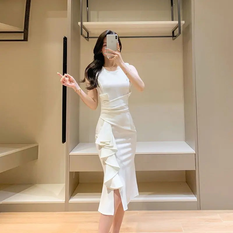 Women Clothes Sexy Fashion Long Dress Ladies Elegant Slim Solid Dresses Office Lady Club Dress Party Clothing Bodycon Dress