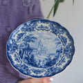 Blue and White Antique Blue Castle Coffee Cup Plate Dessert Plate Tableware Dining Table Decoration Tray Home Ceramic Plate