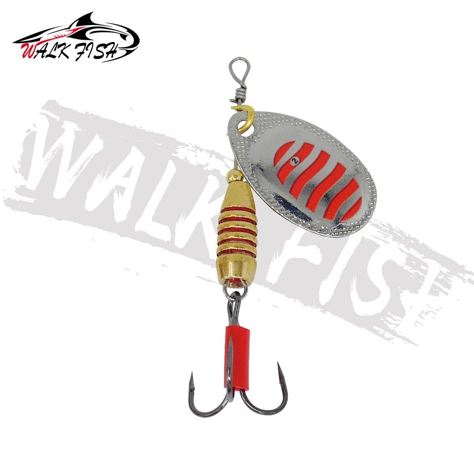 WALK FISH Spinner Lures 5.9cm 5g Rotating Spinners Spoon Hard Bait Pike Metal With Treble Hooks Fishing Lure Pesca Tackle