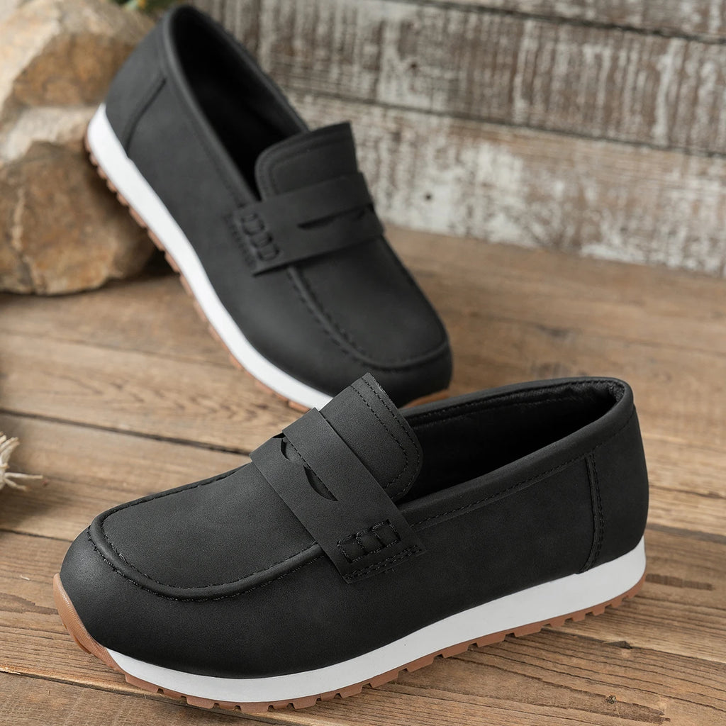 2026 New Shoes for Women Summer Black Casual Flats Ladies Fashion Leather Soft Sole Non-Slip Feminino Sports Shoes