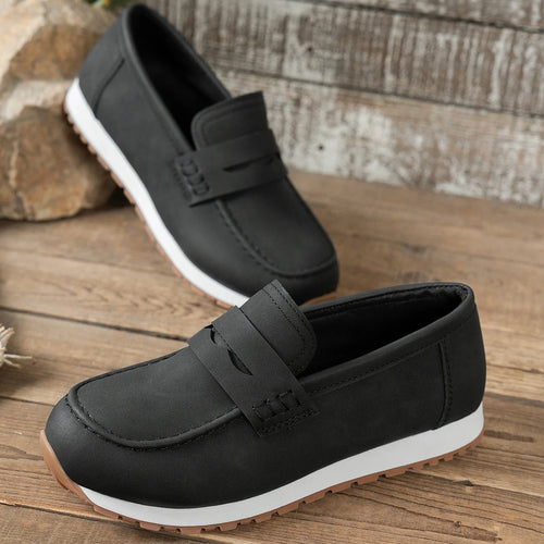 2026 New Shoes for Women Summer Black Casual Flats Ladies Fashion Leather Soft Sole Non-Slip Feminino Sports Shoes