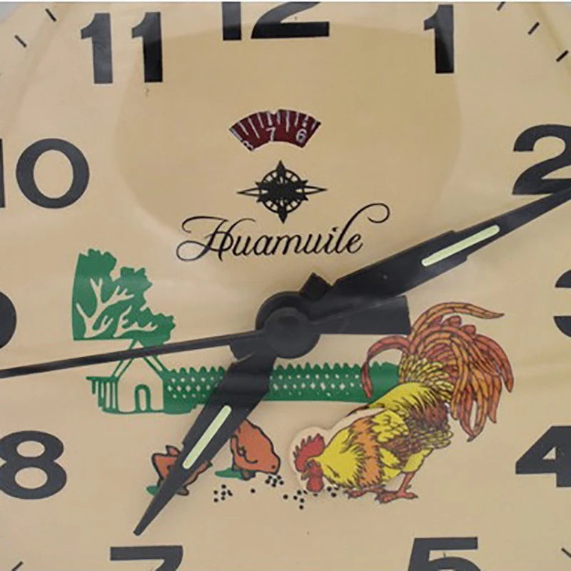 Mechanical Alarm Clock Retro Table Clock Metal Loud Volume Desktop Desk Clocks Bedroom Decor Living Room Chicken Pecking Rice