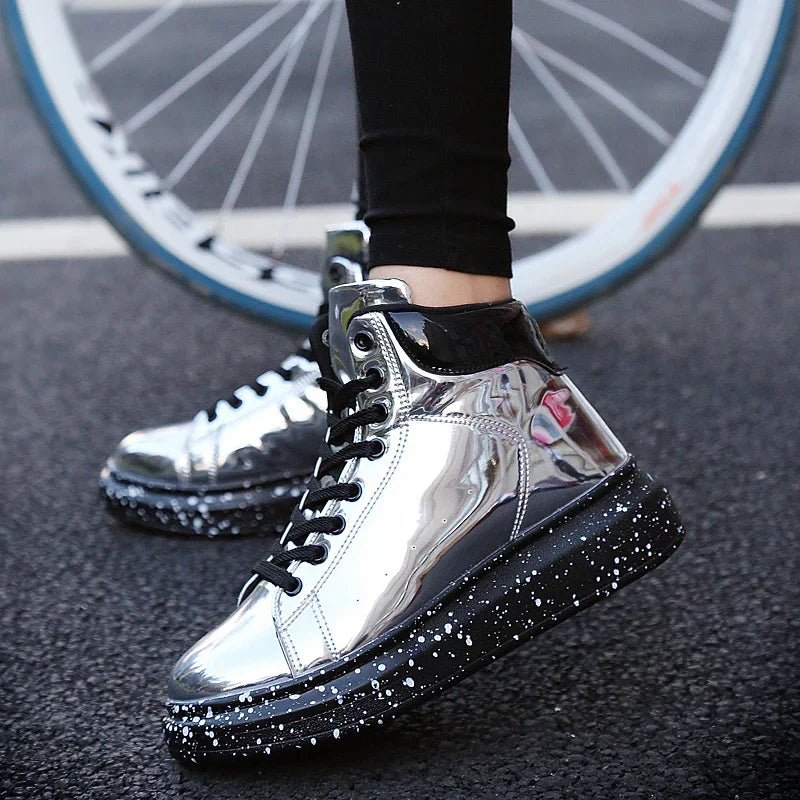 Fashion Outdoor Non-slip Flat Men Boots 2025 Autumn New Man Casual Shoe Comfortable High-top Couple Sneakers Pu Leather Designer